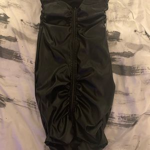 Mini black strapless dress